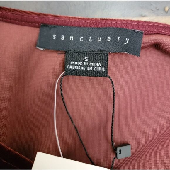 Sanctuary Airy Night Slit Midi Dress Dark Dusty Red Velvet Belted HOCO Size S - Picture 12 of 16